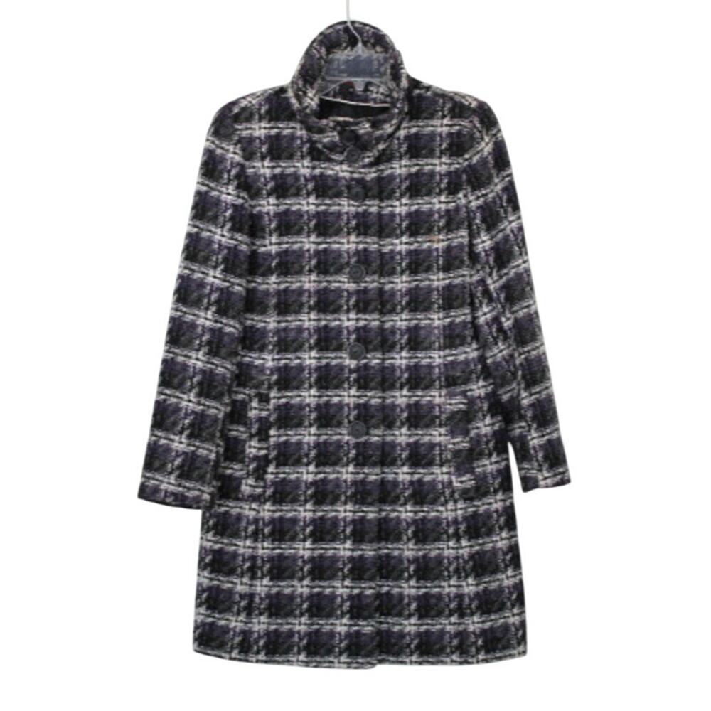Vintage Via Spiga Wool Blend Womens Coat Y2K Size 4 fits 6 Plaid Lined Warm
